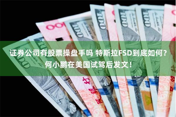 证券公司有股票操盘手吗 特斯拉FSD到底如何？何小鹏在美国试驾后发文！