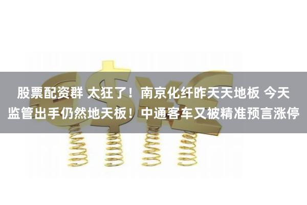 股票配资群 太狂了！南京化纤昨天天地板 今天监管出手仍然地天板！中通客车又被精准预言涨停